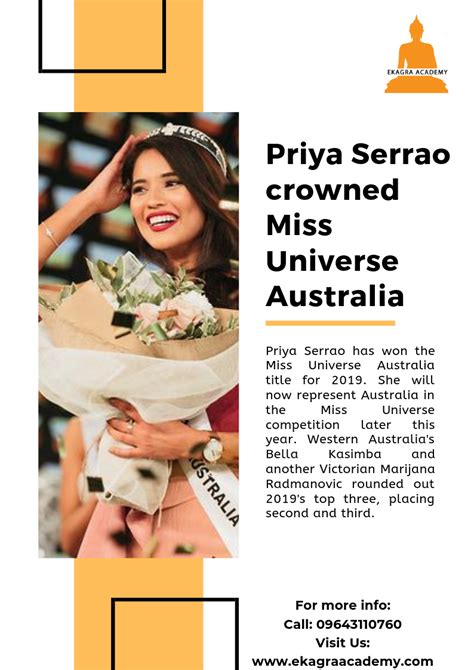 Priya Serrao Has Won The Miss Universe Australia Title For 2019 She