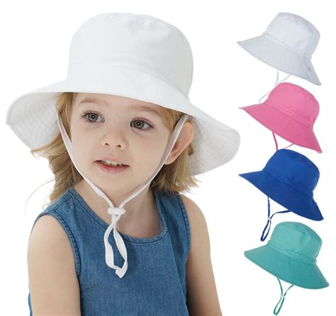 Kids Sun Hat Wide Brim Uv Protection Bucket Hat Chin Strap Bucket Hat