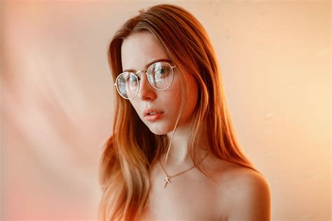 Wallpaper Blonde Simple Background Face Women With Glasses Necklace Portrait X
