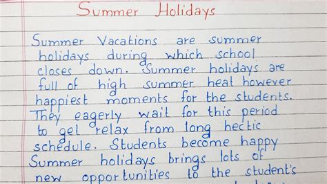 Write An Essay On Summer Holidays Essay On Summer Vacation English Youtube