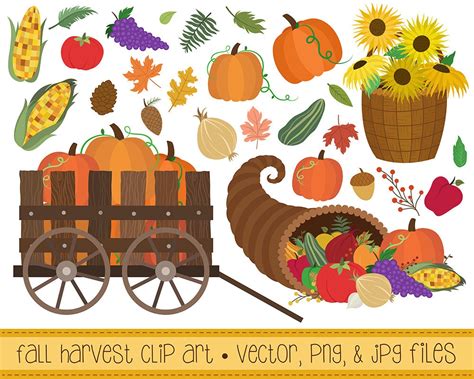 Fall Harvest Clipart Set Of 27 Vector Png And  Files Hand