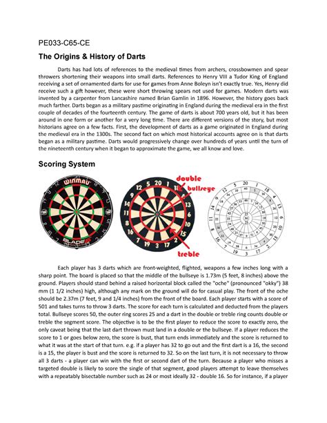 Assignment Pe033 C65 Ce The Origins And History Of Darts Darts Has Had