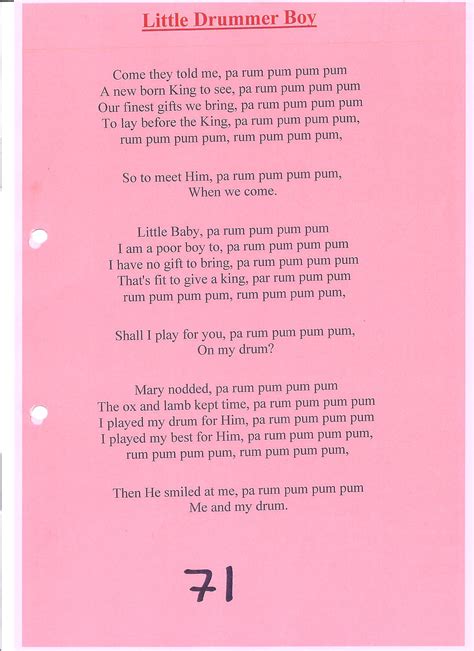 Little Drummer Boy Lyrics : Little Drummer Boy Lyrics | Time for the
