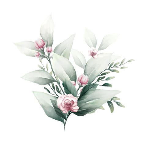 Bouquet Of Pink Watercolor Flowers 13855179 Png
