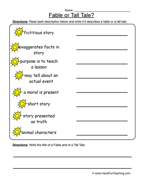 Fables Tall Tales Worksheet By Teach Simple