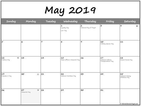 20 May 2019 Calendar With Holidays Free Download Printable Calendar