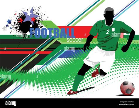 World Cup Football Poster Soccer Player Colored Vector Illustration