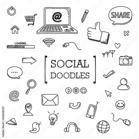 Social Doodle Hand Drawing Styles Of Social Stock Vector Adobe Stock
