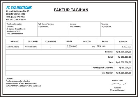 Contoh Tanda Terima Dokumen Invoice Contoh Tanda Terima Yang Lengkap