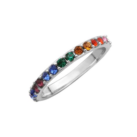 Sterling Silver Rainbow Cz Crystal Eternity Ring Size I W Ebay