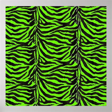 Neon Green Zebra Skin Texture Background Posters Zazzle