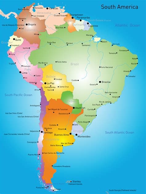 Countries In South American Map Map Of World