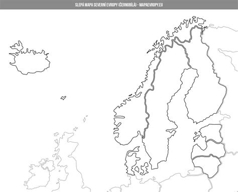 Černobílá Slepá Mapa Severní Evropy Math Equations Math Art