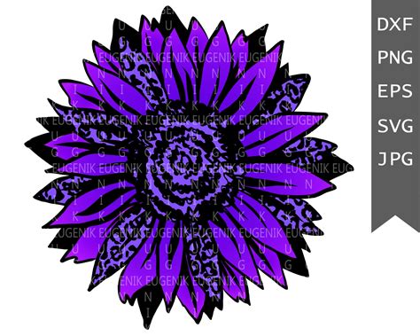 Cheetah Purple Sunflower Svg Purple Flower Svg Floral Svg Etsy