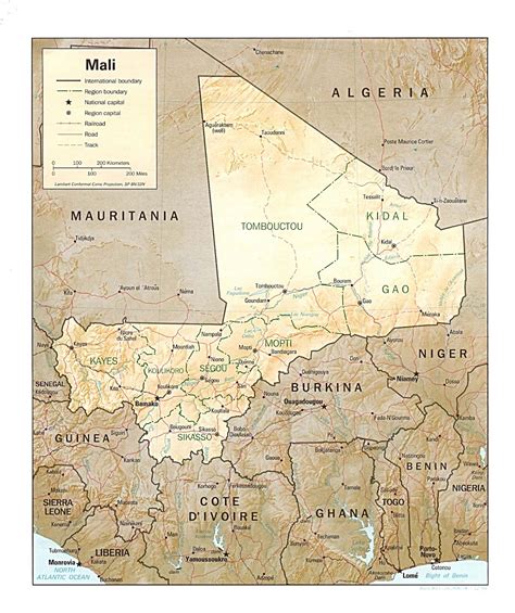 Cartografische kaart van het suezkanaal en omgeving. Kaart Noord-Afrika Landen Topografie: Kaart Mali en Bamako ...