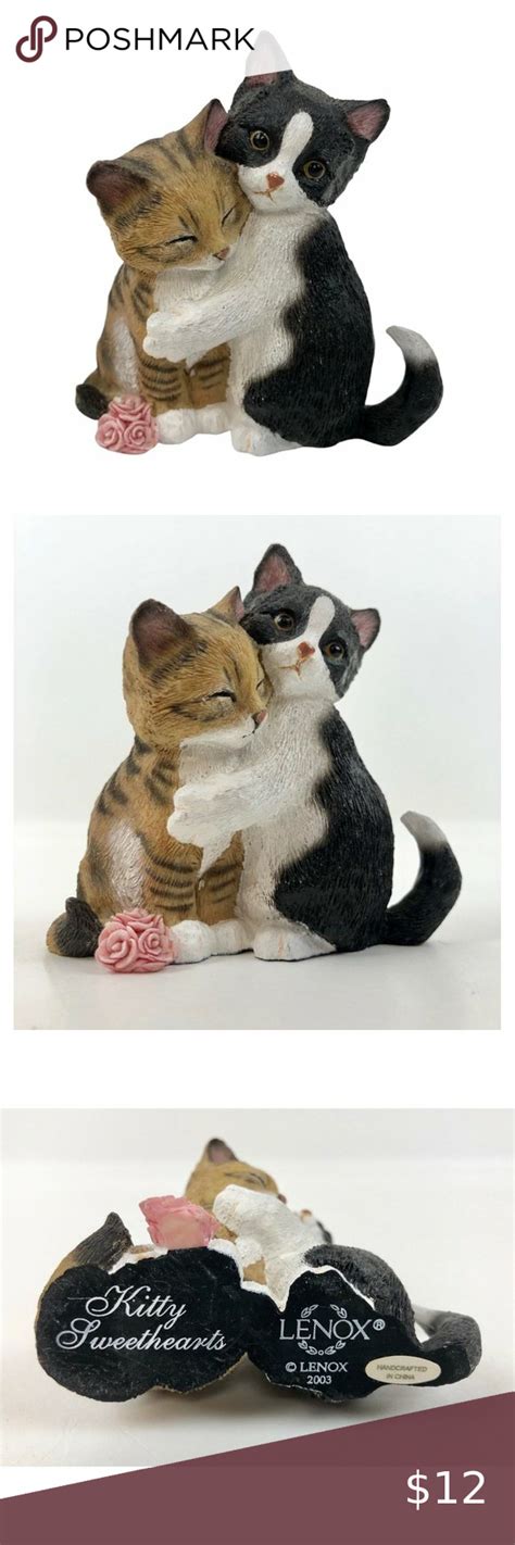 Lenox Kitty Sweethearts Figurine Resin Black White Cat Tabby Kitten
