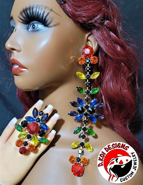 Pride Drag Jewelry Long Over The Top Drag Jewels Lgbt Etsy