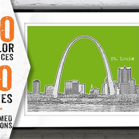 St Louis Poster City Skyline Arch Art Print Missouri Item Etsy