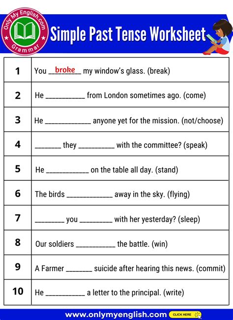 Simple Past Tense Exercise With Answer Onlymyenglish Com