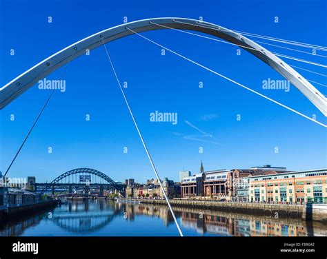 The River Tyne Looking Towards Newcastle And The Tyne Bridge From The