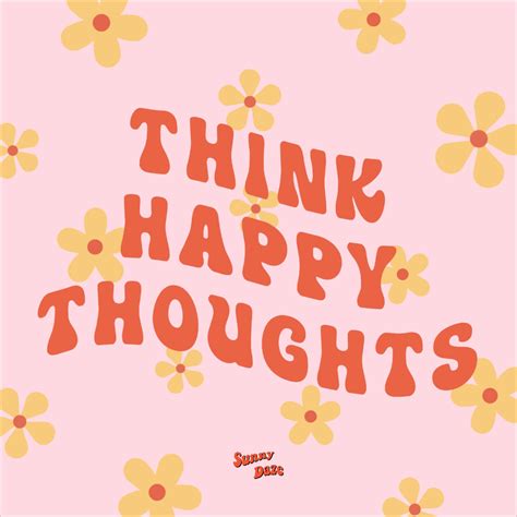 Vintage Aesthetic Self Love Print Think Happy Thoughts Retro Quotes