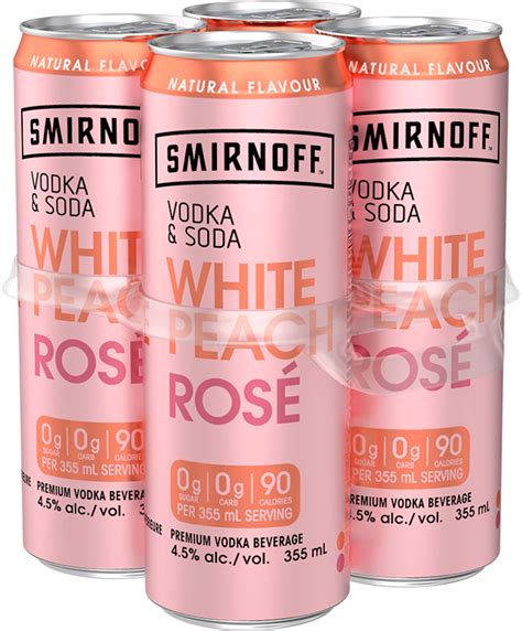 Smirnoff Vodka Soda White Peach Rose 4 Cans Coolers Parkside Liquor