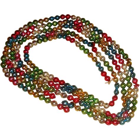 Multicolor Glass Beads Christmas Garland Decoration Nearly 9 Feet No. SOLD on Ruby Lane
