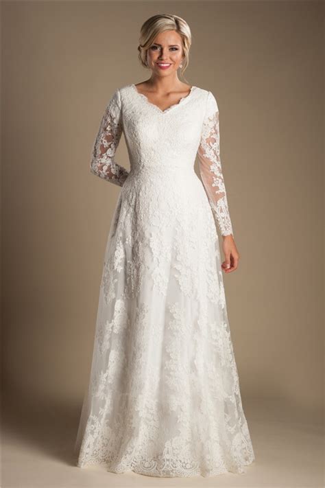 Shop for morning, afternoon, or evening wedding guest dresses in the latest trends and cutest casual, cocktail, and formal styles. Modest A Line V Neck Long Sleeve Ivory Lace Wedding Dress ...