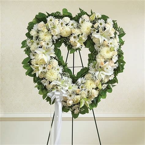 1 800 Flowers Always Remember Floral Heart Tribute White Floyds