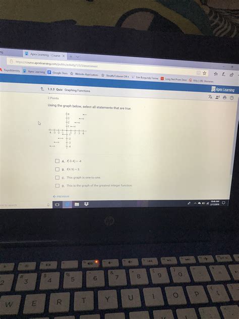 Using the graph below, select all statements that are true - brainly.com