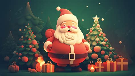 3d Christmas Wallpaper Santa Claus With Some Presents Background Happy