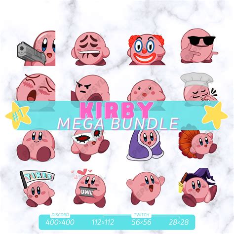 Kirby Mega Emote Bundle 16 Emotes Discord Twitch Etsy France