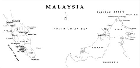 Outline Map Of Malaysia With State Boundaries Map Of Outline Map Of
