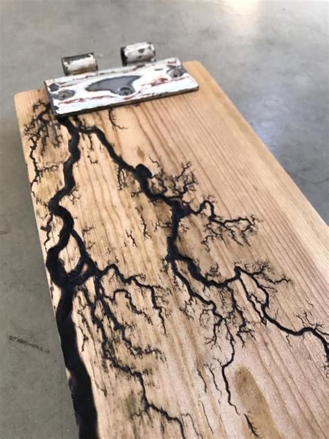 Lichtenberg Electrocuted Pine Wood Fractile And Painted Hinge Etsy