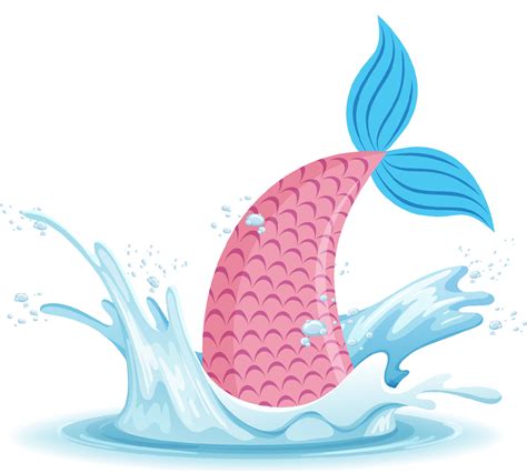 A Water Splash With Mermaid Tail On White Background 7011728 Vector Art