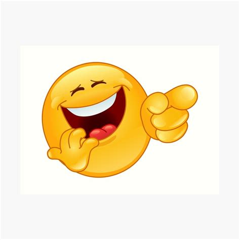 Laughing Emoji Pointing Art Print By Dusicap Redbubble