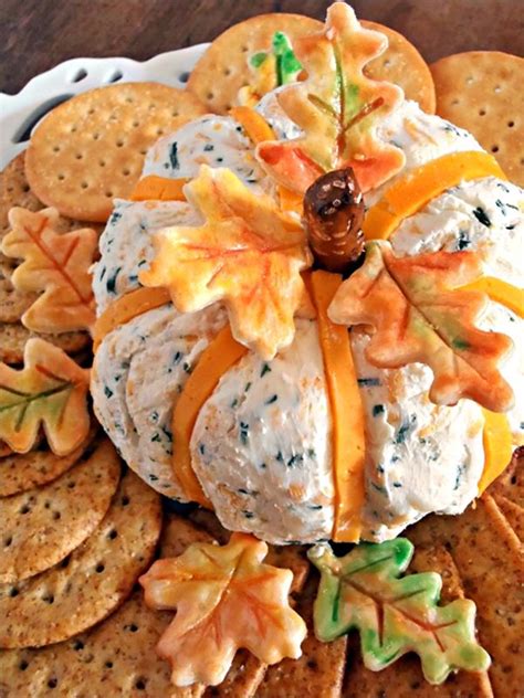 Cheddar And Chive Pumpkin Cheese Ball Appetizer Recipes Appetizers