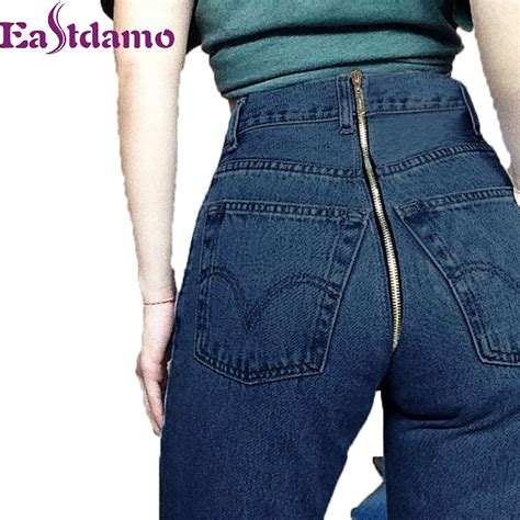 2020 Eastdamo Skinny Back Zipper Jeans Women High Waist Blue Denim