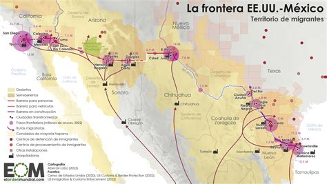 El Mapa De La Frontera Entre México Y Estados Unidos Mapas De El