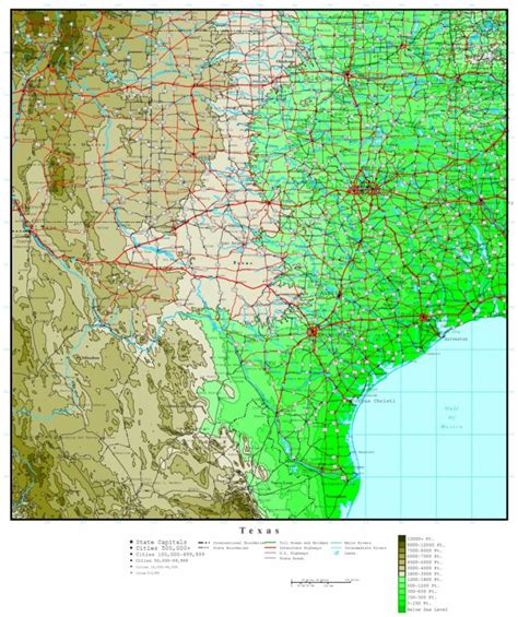 Texas Elevation Map Texas Topo Map Printable Maps
