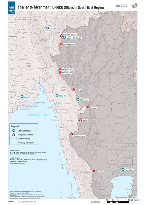 Document Thailand Myanmar Border UNHCR Offices Map In South East