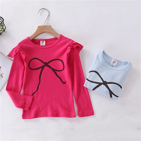 manufacturers 2021 spring new long sleeved girl undershirt printed butterfly section round
