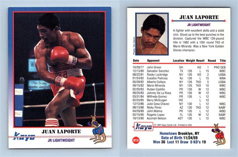 Juan Laporte 13 Kayo Boxing 1991 Trading Card