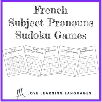 French Subject Pronouns Sudoko Games By Teach Simple