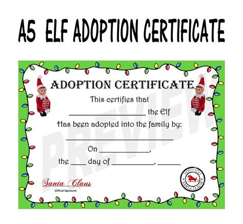 Each honorary elf certificate includes your child's name and the year. Honorary Elf Certificate Free : CHRISTMAS ELF ADOPTION ...