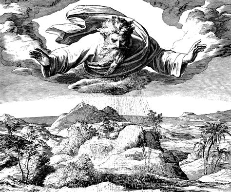 The focal point of the episode of the creation of man is the contact between the fingers of the creator and those of adam, through which the breath of god, supported by angels in flight and wrapped in a mantle, leans towards adam, shown as a resting athlete, whose beauty seems to confirm the words. The Third Day of Creation (woodcut by Julius Schnorr von ...