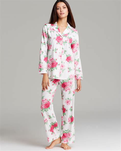 Ralph Lauren Lauren Sateen Classic Pajama Set In Pink Floral Pink Lyst