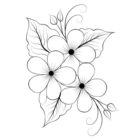 Premium Vector Free Vector Line Art And Hand Drawing Flower Art Black