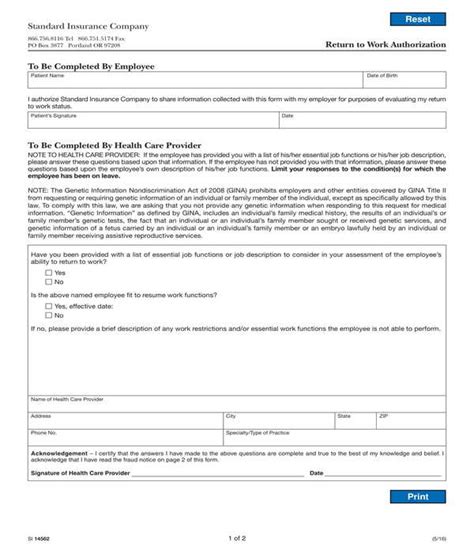 Work Authorization Form Template