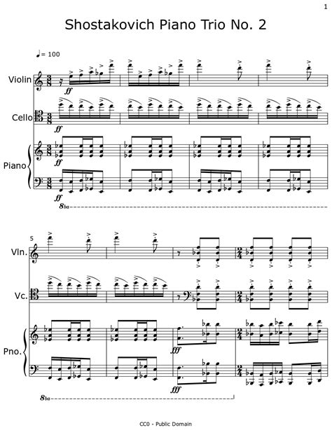 Shostakovich Piano Trio No 2 Sheet Music For Violin Cello Piano
